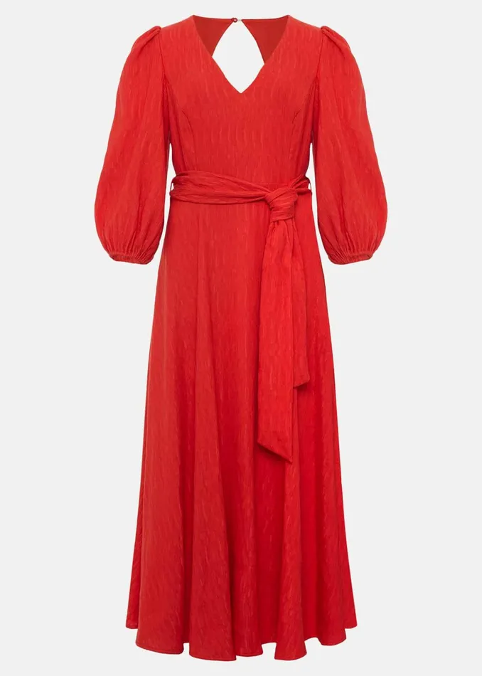 Women Phase Eight Occasion Dresses Marilyn Puff Sleeve Midi Dress Orange