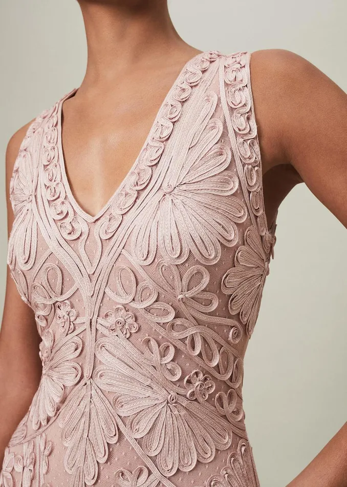 Women Phase Eight Occasion Dresses Marion Sequin Tapework Maxi Dress Misty Mauve