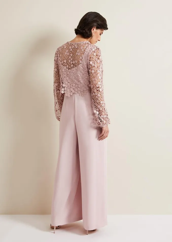 Women Phase Eight Occasion Dresses Mariposa Pale Pink Lace Jumpsuit Pale Pink