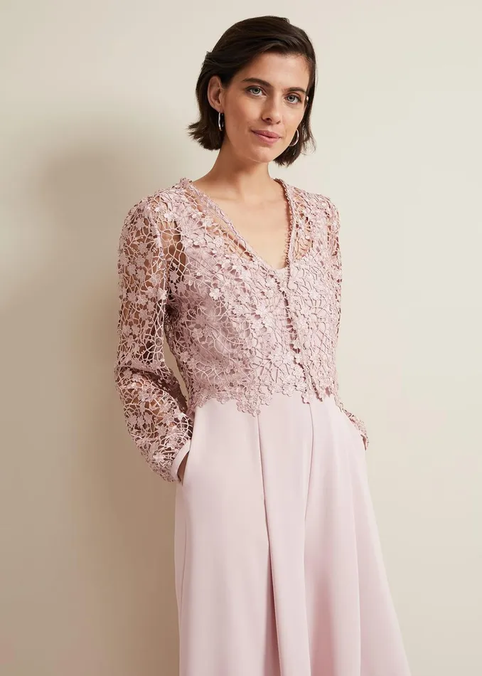 Women Phase Eight Occasion Dresses Mariposa Pale Pink Lace Jumpsuit Pale Pink
