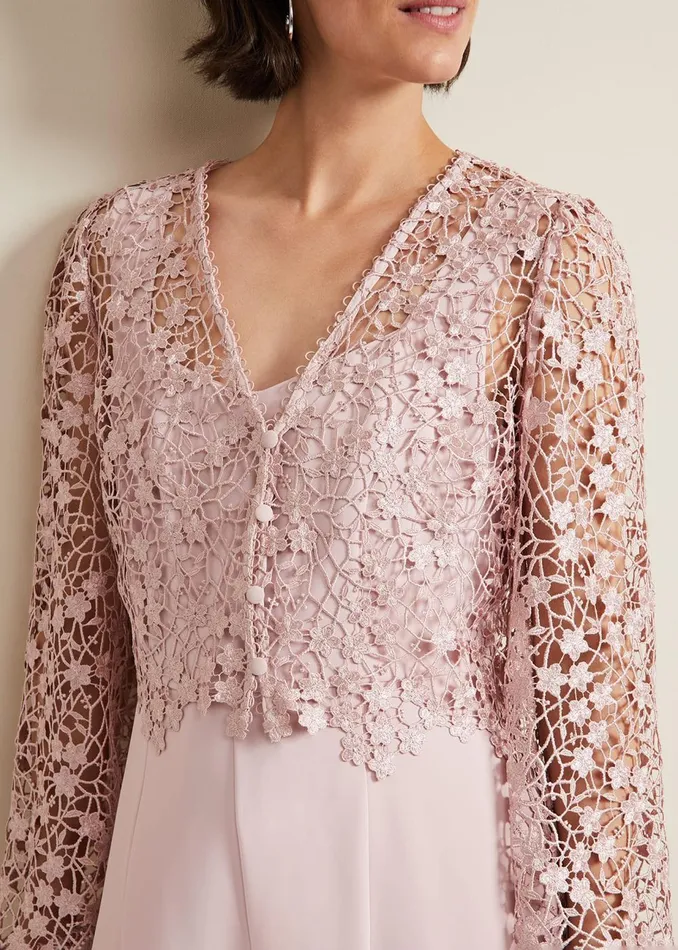 Women Phase Eight Occasion Dresses Mariposa Pale Pink Lace Jumpsuit Pale Pink