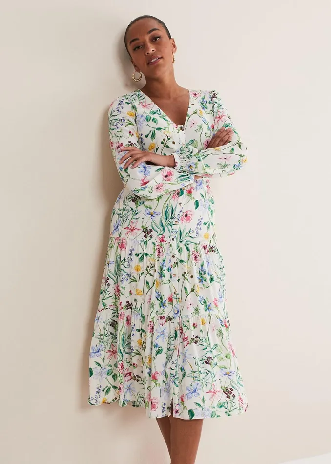 Women Phase Eight Occasion Dresses Maya Floral Midaxi Dress Ivorymulti