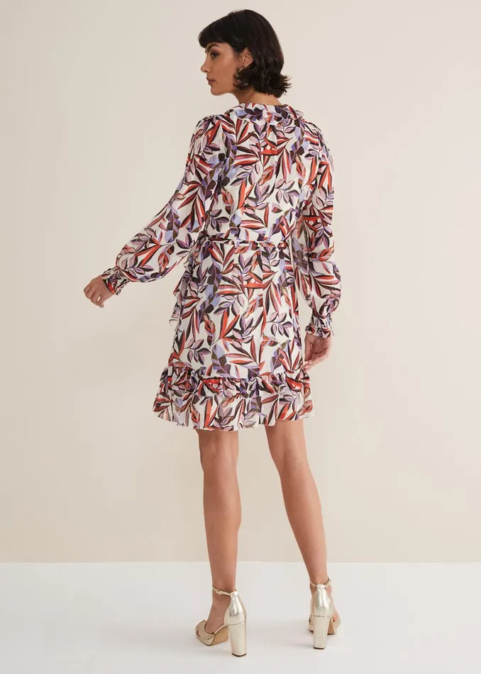 Women Phase Eight Occasion Dresses Melinda Leaf Print Mini Dress Ivorymulti