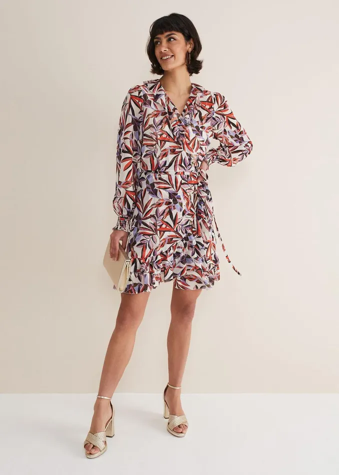 Women Phase Eight Occasion Dresses Melinda Leaf Print Mini Dress Ivorymulti