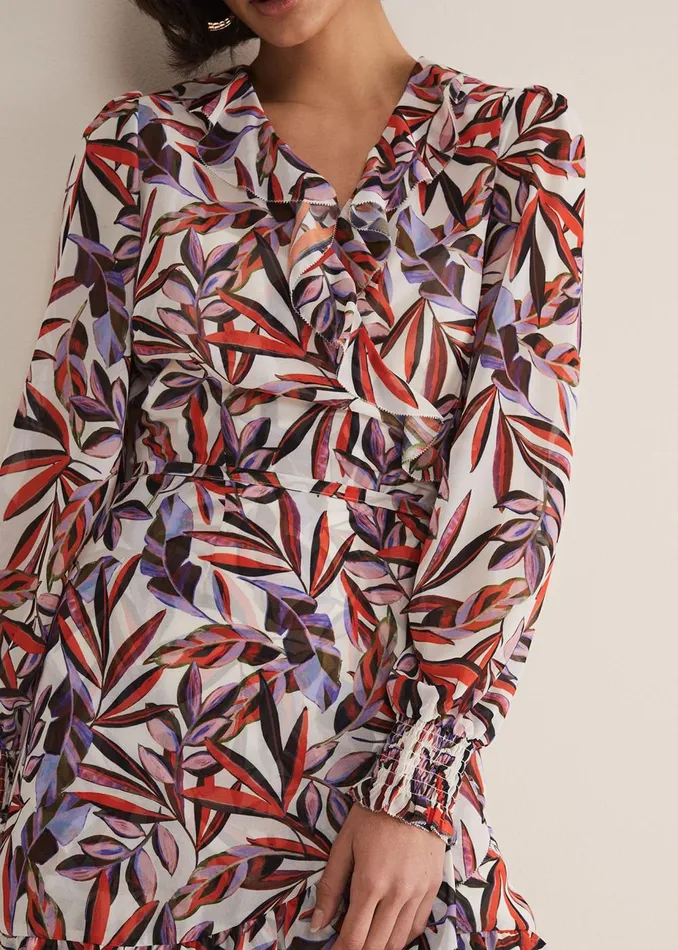 Women Phase Eight Occasion Dresses Melinda Leaf Print Mini Dress Ivorymulti