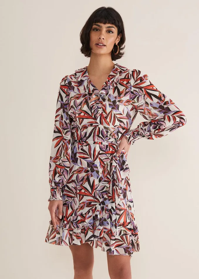 Women Phase Eight Occasion Dresses Melinda Leaf Print Mini Dress Ivorymulti