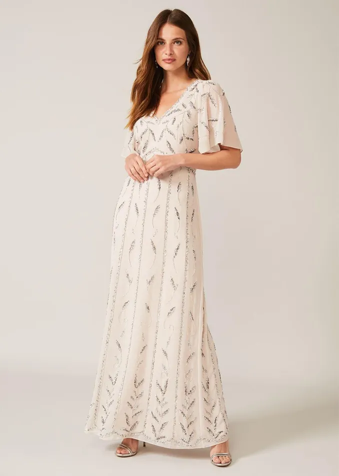Women Phase Eight Occasion Dresses Meredith Embellished Leaf Dress Pearl