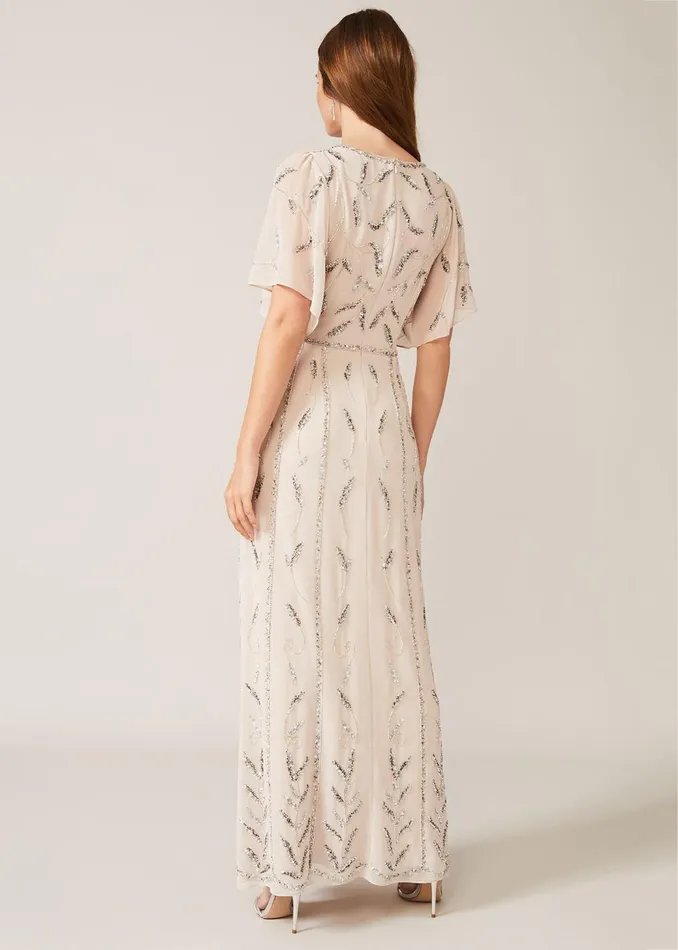 Women Phase Eight Occasion Dresses Meredith Embellished Leaf Dress Pearl