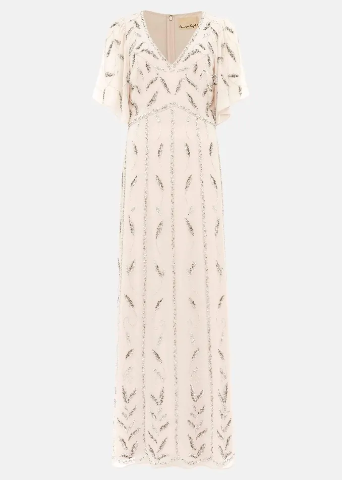 Women Phase Eight Occasion Dresses Meredith Embellished Leaf Dress Pearl