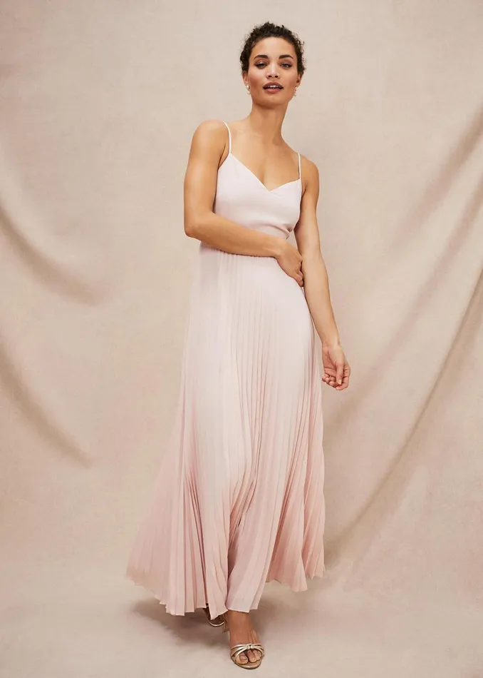 Women Phase Eight Occasion Dresses Michelle Lace Pleat Maxi Dress Antique Rose