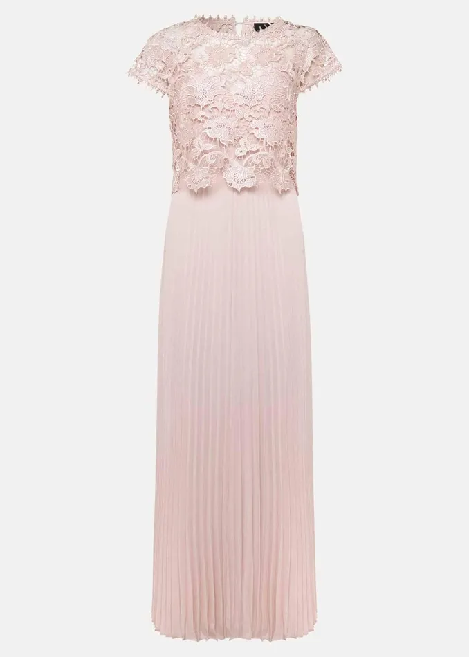 Women Phase Eight Occasion Dresses Michelle Lace Pleat Maxi Dress Antique Rose