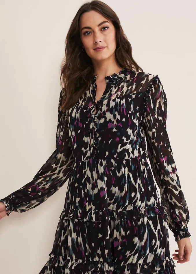 Women Phase Eight Occasion Dresses Millicent Print Tiered Dress Multicoloured
