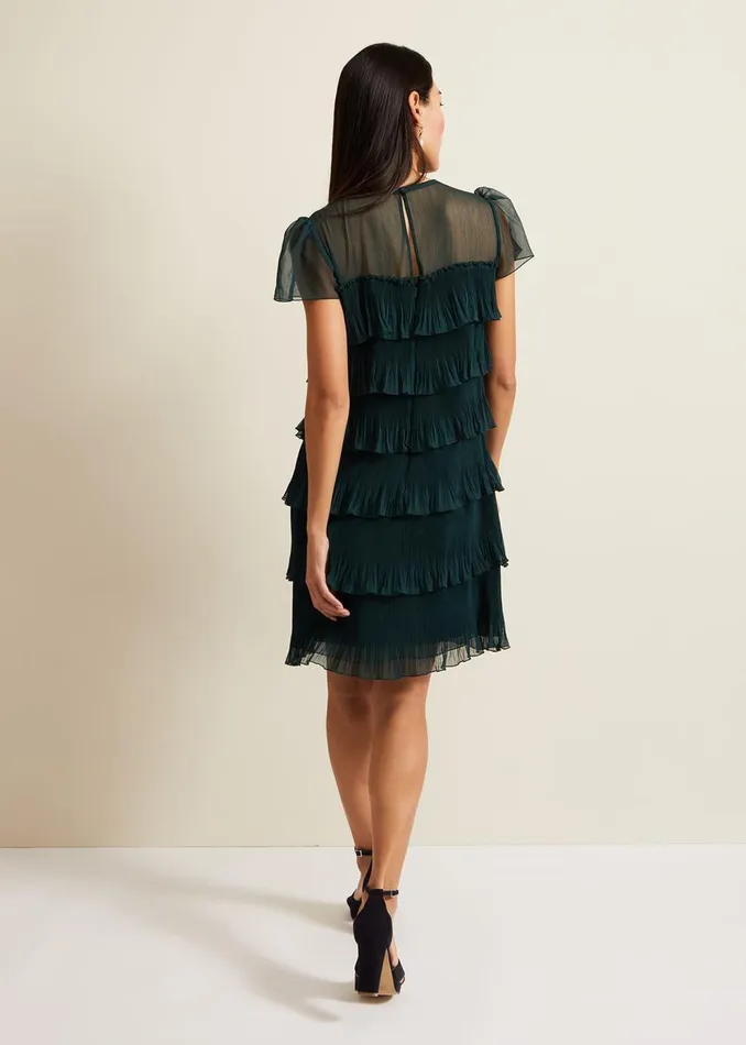 Women Phase Eight Occasion Dresses Mimi Dark Green Frill Mini Dress Dark Green