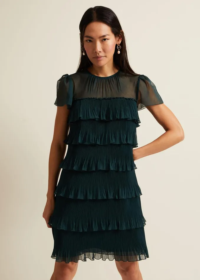 Women Phase Eight Occasion Dresses Mimi Dark Green Frill Mini Dress Dark Green