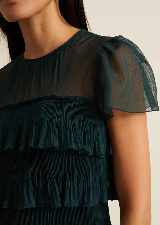 Women Phase Eight Occasion Dresses Mimi Dark Green Frill Mini Dress Dark Green