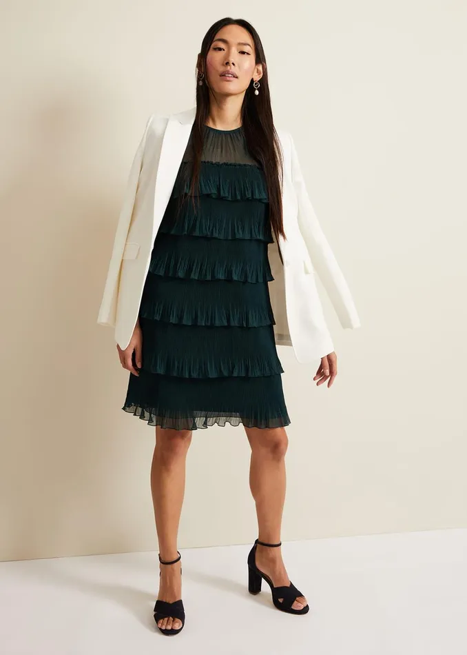 Women Phase Eight Occasion Dresses Mimi Dark Green Frill Mini Dress Dark Green