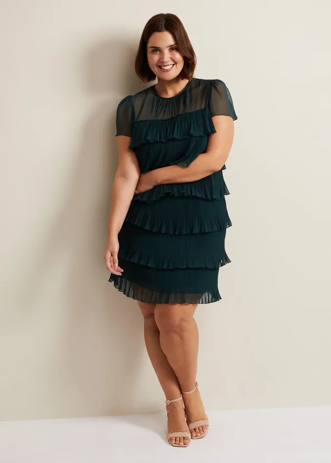 Women Phase Eight Occasion Dresses Mimi Dark Green Frill Mini Dress Dark Green