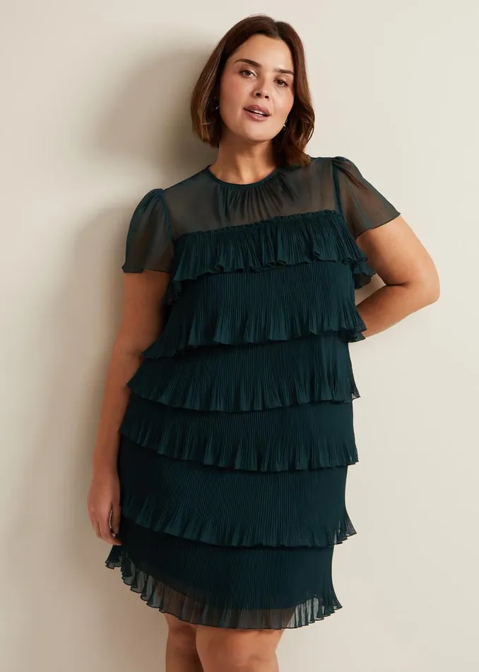 Women Phase Eight Occasion Dresses Mimi Dark Green Frill Mini Dress Dark Green