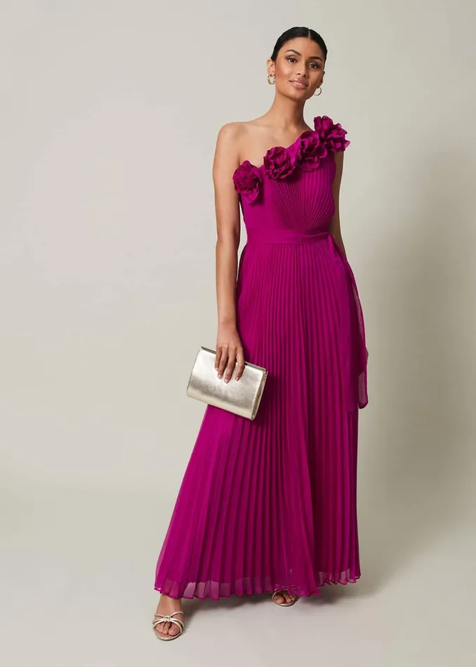 Women Phase Eight Occasion Dresses Minnie One Shoulder Pleated Maxi Dress Magenta Women Phase Eight Occasion Dresses Minnie One Shoulder Pleated Maxi Dress Magenta