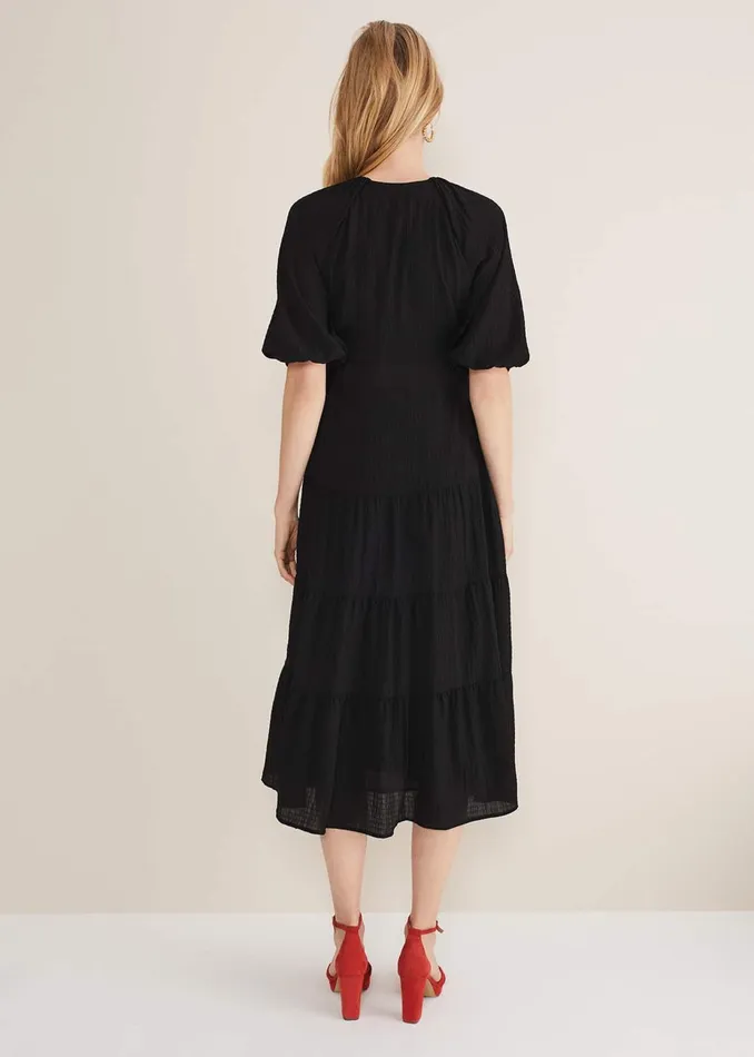 Women Phase Eight Occasion Dresses Morven Black Wrap Midi Dress Black