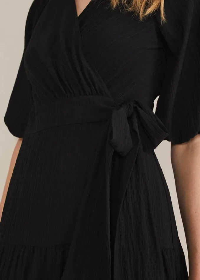 Women Phase Eight Occasion Dresses Morven Black Wrap Midi Dress Black