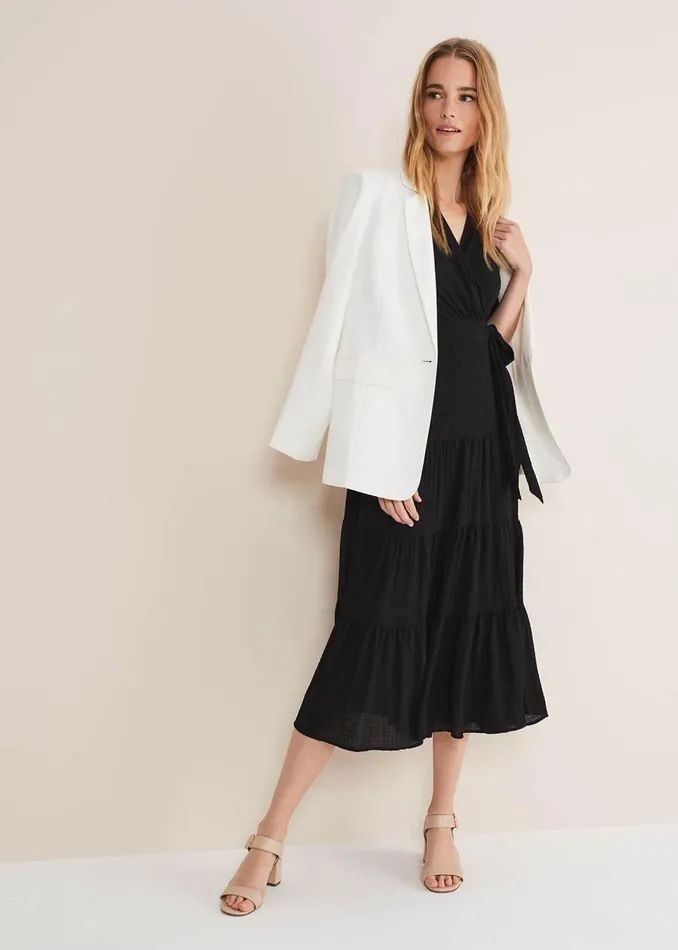 Women Phase Eight Occasion Dresses Morven Black Wrap Midi Dress Black