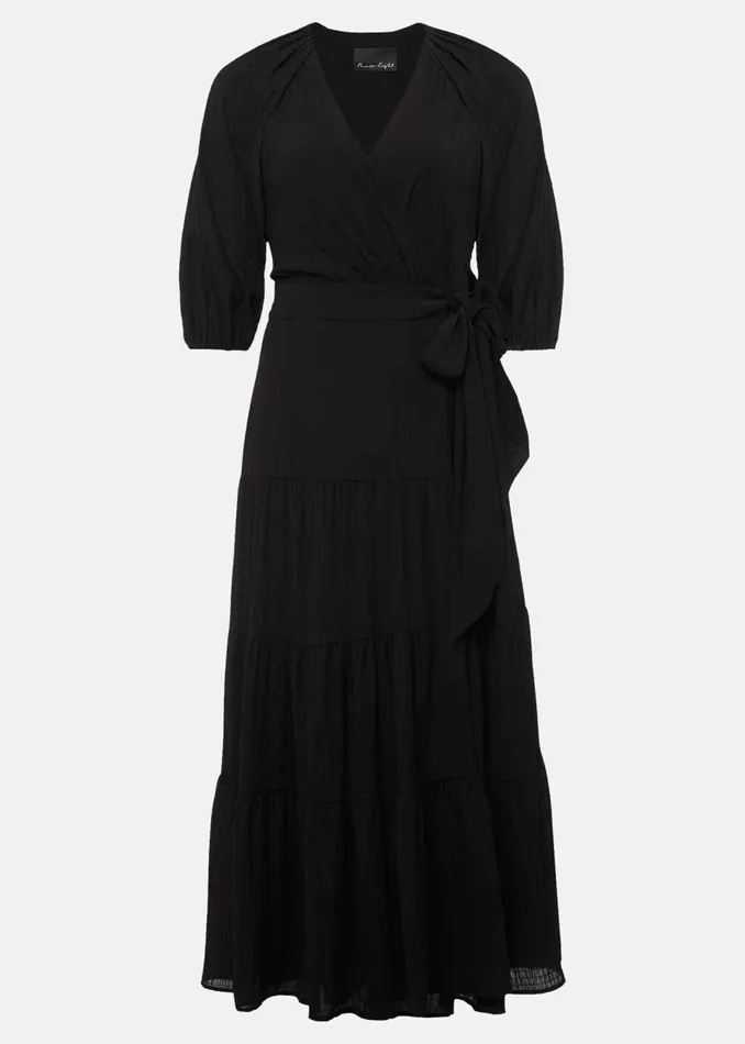 Women Phase Eight Occasion Dresses Morven Black Wrap Midi Dress Black