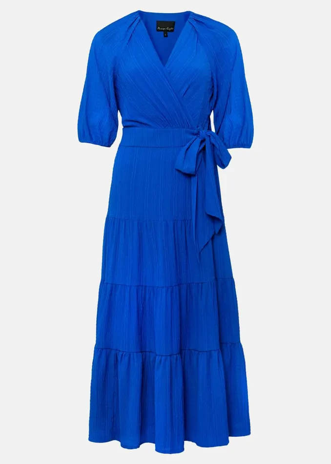 Women Phase Eight Occasion Dresses Morven Blue Wrap Midi Dress Cobalt