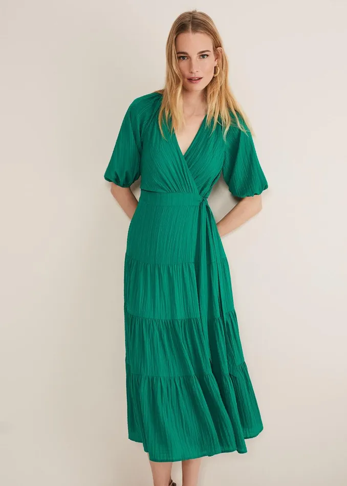 Women Phase Eight Occasion Dresses Morven Green Wrap Midi Dress Bright Green