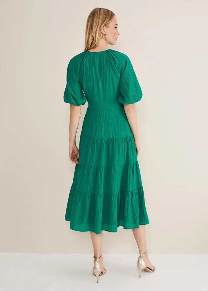Women Phase Eight Occasion Dresses Morven Green Wrap Midi Dress Bright Green