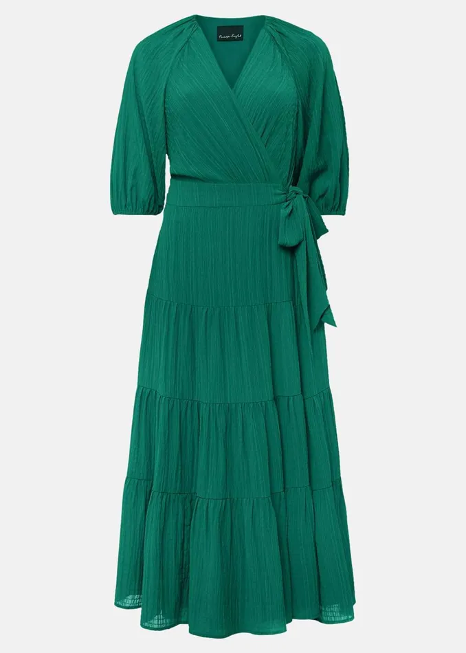 Women Phase Eight Occasion Dresses Morven Green Wrap Midi Dress Bright Green