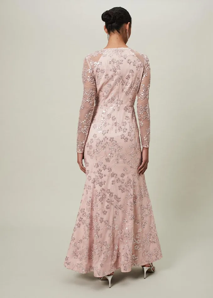 Women Phase Eight Occasion Dresses Natalya Sequin Floral Maxi Dress Pink