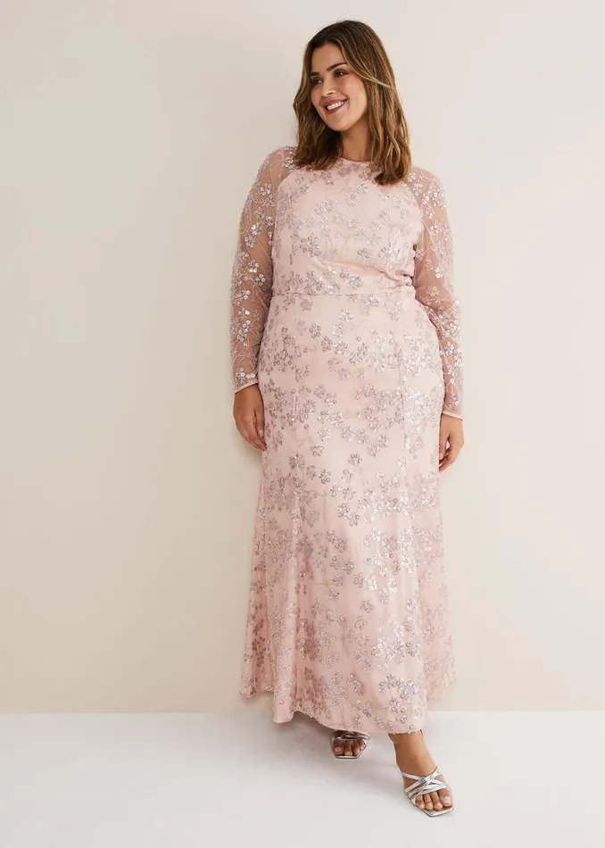 Women Phase Eight Occasion Dresses Natalya Sequin Floral Maxi Dress Pink
