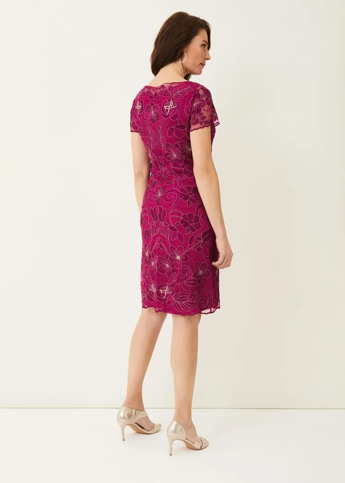 Women Phase Eight Occasion Dresses Nessa Embroidered Dress Fuchsia