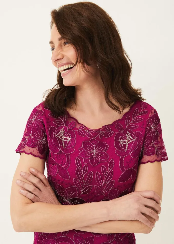 Women Phase Eight Occasion Dresses Nessa Embroidered Dress Fuchsia