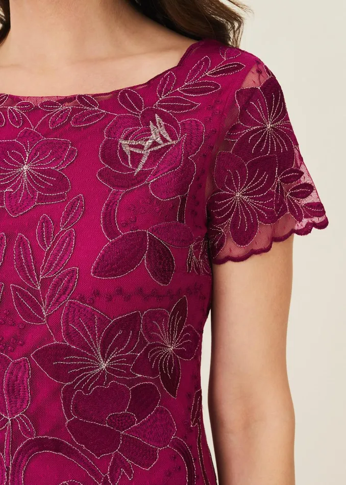 Women Phase Eight Occasion Dresses Nessa Embroidered Dress Fuchsia