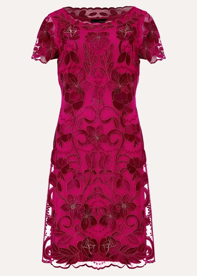 Women Phase Eight Occasion Dresses Nessa Embroidered Dress Fuchsia