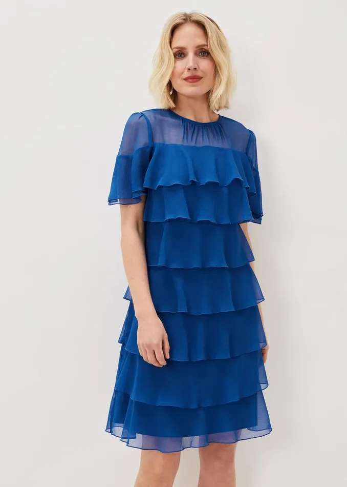 Women Phase Eight Occasion Dresses Nika Tiered Shift Dress Capri Blue