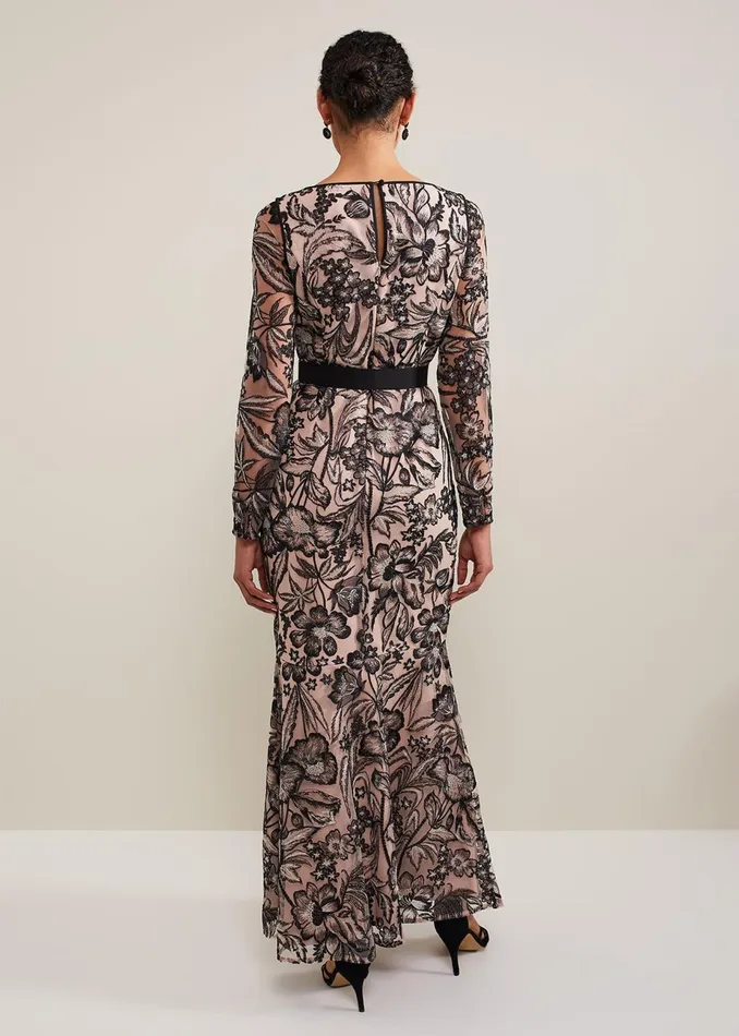 Women Phase Eight Occasion Dresses Nola VNeck Embroidered Maxi Dress Multicoloured