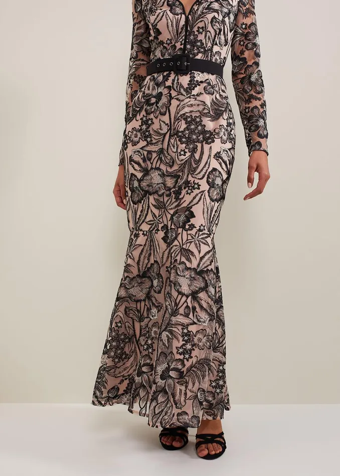 Women Phase Eight Occasion Dresses Nola VNeck Embroidered Maxi Dress Multicoloured