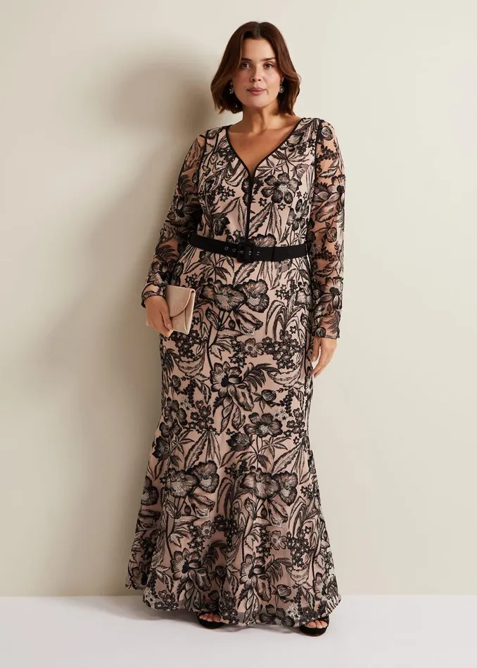 Women Phase Eight Occasion Dresses Nola VNeck Embroidered Maxi Dress Multicoloured