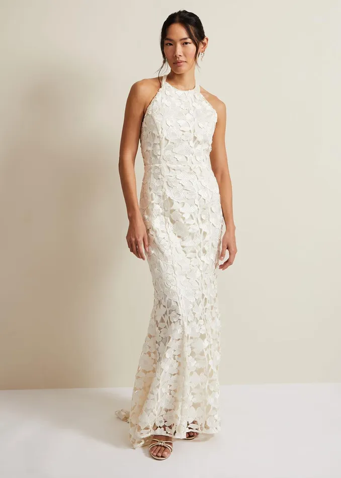 Women Phase Eight Occasion Dresses Olivia Bridal Lace Maxi Dress Ivory