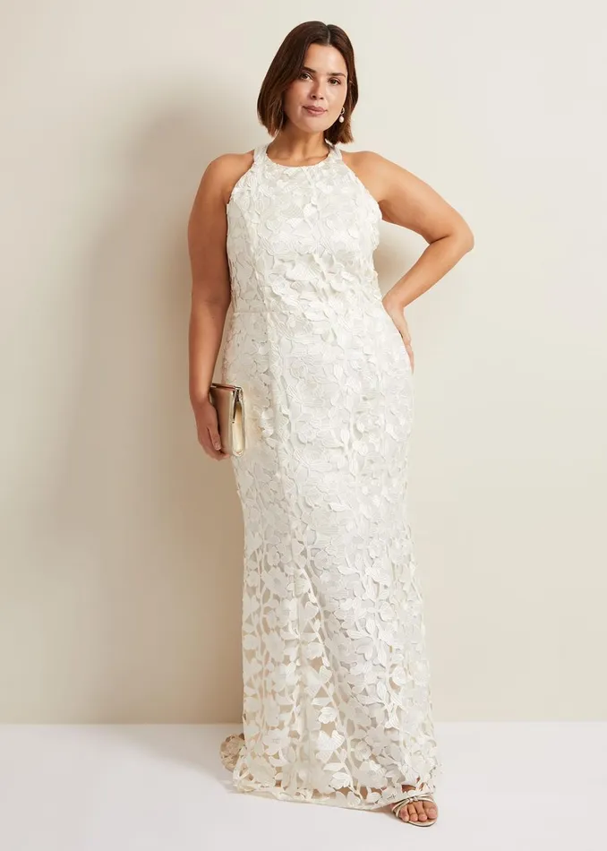Women Phase Eight Occasion Dresses Olivia Bridal Lace Maxi Dress Ivory