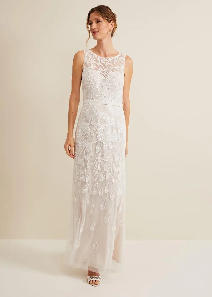Women Phase Eight Occasion Dresses Ottilie Beaded Maxi Wedding Dress Ivory