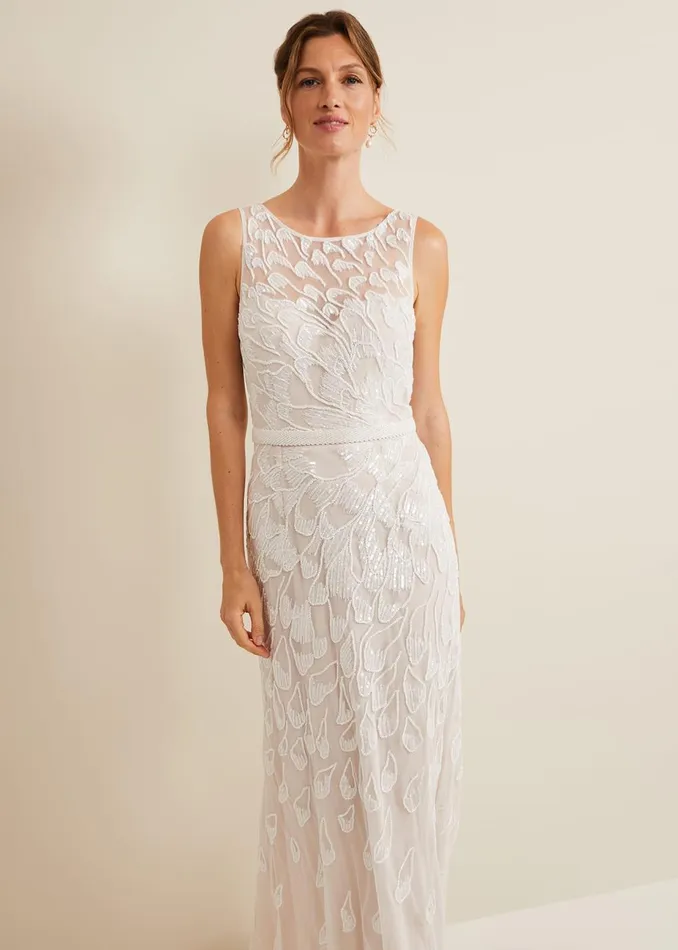 Women Phase Eight Occasion Dresses Ottilie Beaded Maxi Wedding Dress Ivory