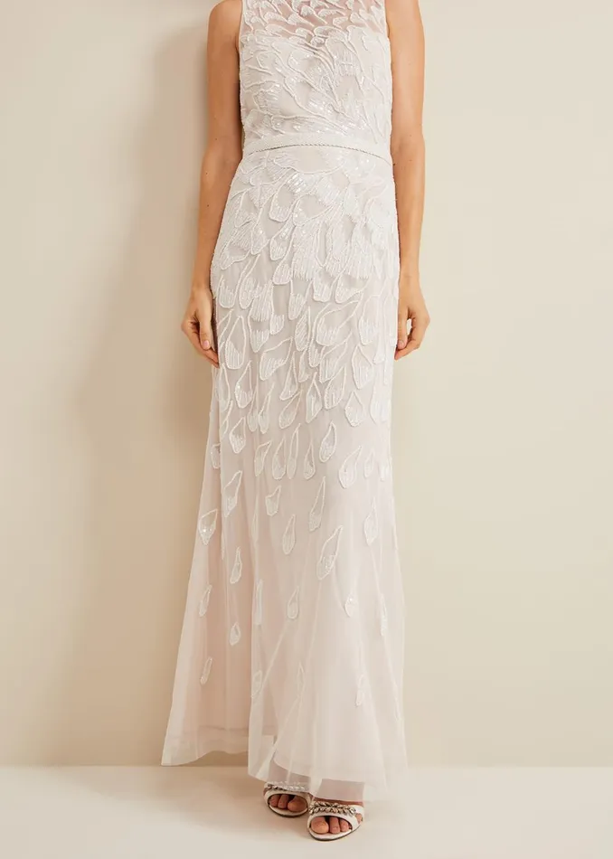 Women Phase Eight Occasion Dresses Ottilie Beaded Maxi Wedding Dress Ivory