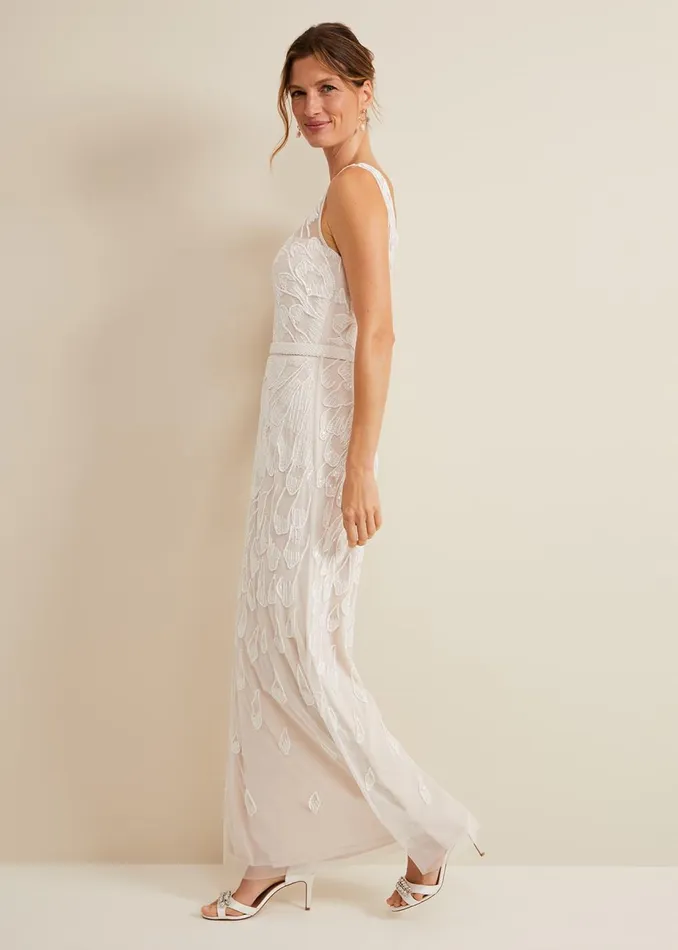 Women Phase Eight Occasion Dresses Ottilie Beaded Maxi Wedding Dress Ivory