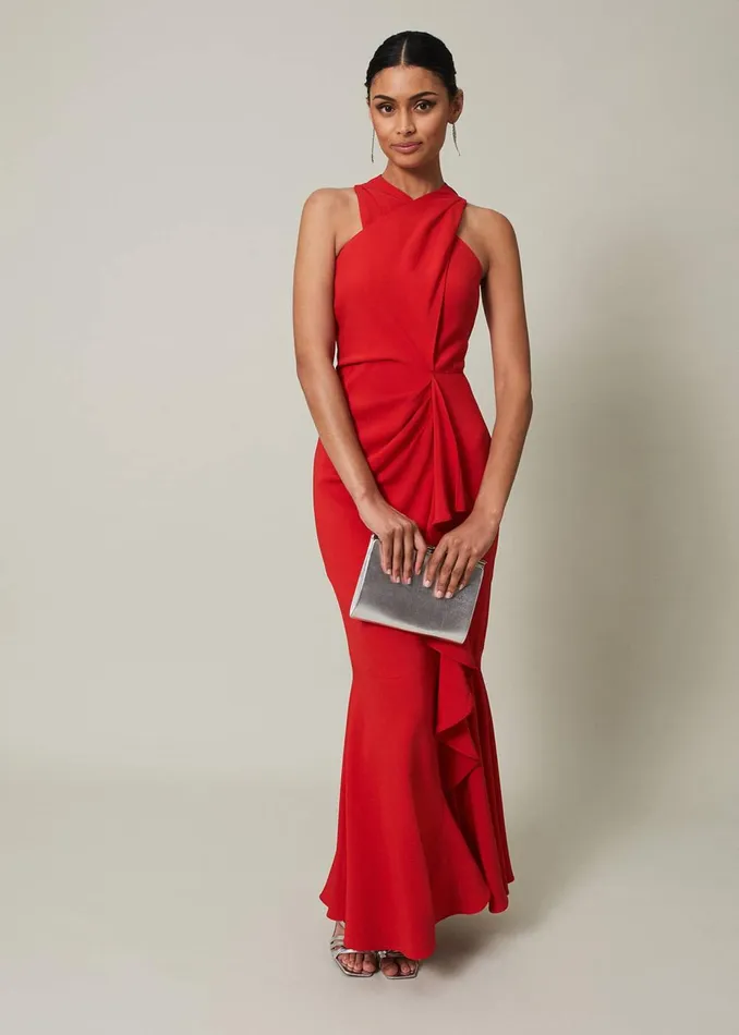 Women Phase Eight Occasion Dresses Pamela Ruffled Maxi Dress Red
