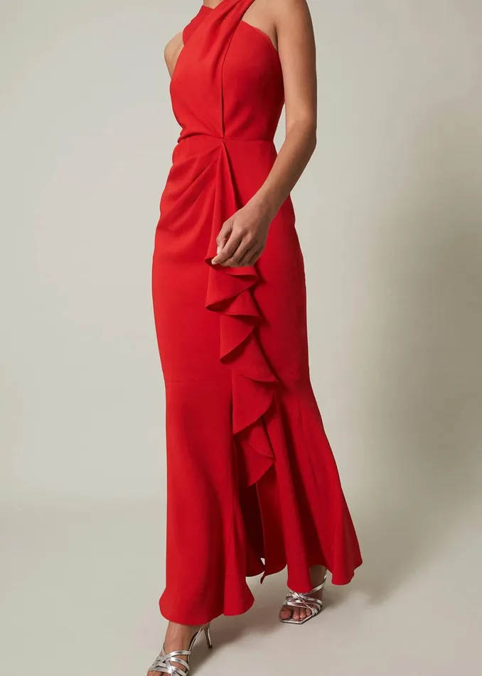 Women Phase Eight Occasion Dresses Pamela Ruffled Maxi Dress Red