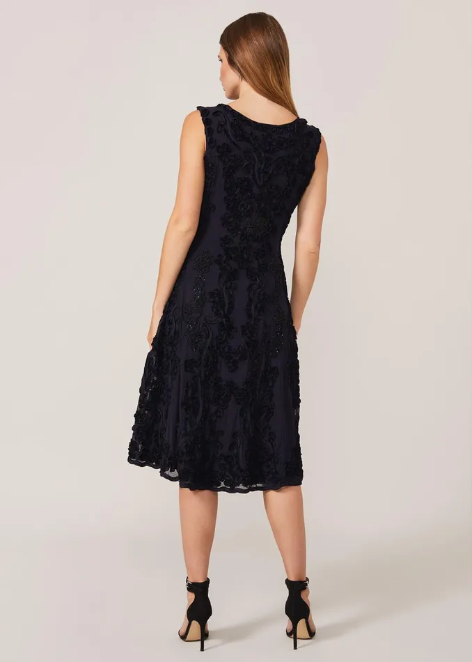 Women Phase Eight Occasion Dresses Penelope Tapework Lace Fit And Flare Dress Navy